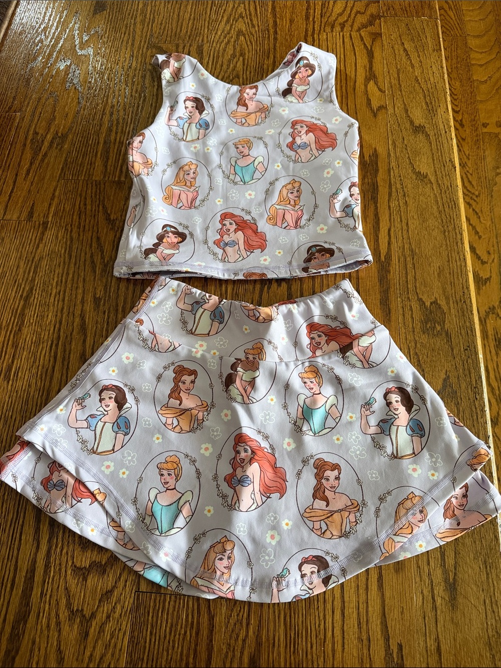 Girls' Light Purple Princess Print Skirt Set